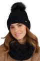 TORINO czapka damska zimowa z pomponem kolor czarny
