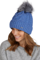 TORINO czapka damska zimowa z pomponem kolor niebieski