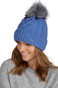 TORINO czapka damska zimowa z pomponem kolor niebieski