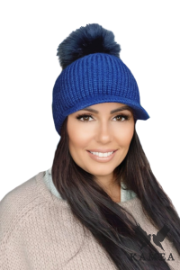 NASIRA zimowa czapka damska z daszkiem kolor granatowy