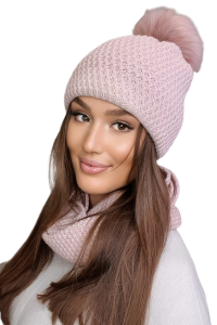 Czapka damska RUBBI zimowa kolor różowy