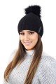 FIONA zimowa czapka damska na polarze z pomponem kolor czarny