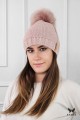 FIONA zimowa czapka damska na polarze  z pomponem kolor różowy