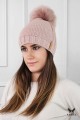 FIONA zimowa czapka damska na polarze  z pomponem kolor różowy