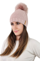 FIONA zimowa czapka damska na polarze  z pomponem kolor różowy
