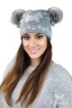 AVRIL czapka z pomponami młodzieżowa zimowa kolor szary