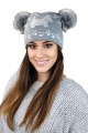 AVRIL czapka z pomponami młodzieżowa zimowa kolor szary