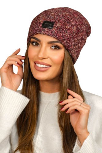 Czapki Damskie Z Ciekawym Wzorem W Kolorze Czerwony Kamea-Dotto