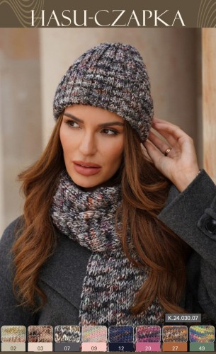 Zimowa  Czapka W Ciekawych Kolorach Odcień Grafitowy Kamea-Hasu