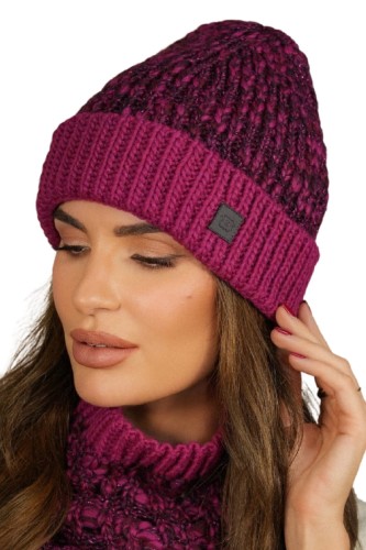 MORELA barwna młodzieżowa czapka z wywinieciem  kolor fuksja