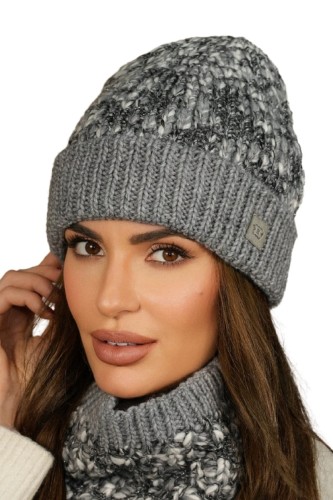 MORELA barwna młodzieżowa czapka z wywinieciem  kolor szary