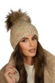 Zimowa Czapka Z Eco Pomponem  W Odcieniu Natural Kamea-Pavone