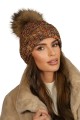 Zimowa Czapka Z Eco Pomponem  W Odcieniu Rudym Kamea-Pavone