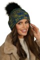 Zimowa Czapka Z Eco Pomponem  W Odcieniu Zielonym Kamea-Pavone
