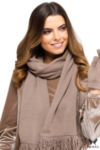 SZALIK FRINGE damski zimowy kolor brązowy