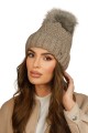 Czapka Zimowa Z Eco Pomponem Ocieplana Polarem  Kolor Capuccino Kamea-Furja