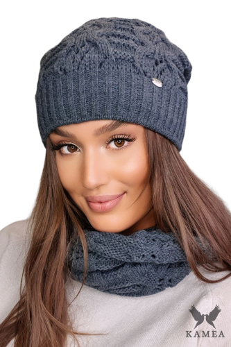 czapka zimowa damska Kamila kolor grafitowy