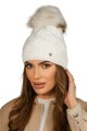 Czapka z pomponem Lamis, kolor ekru, Kamea
