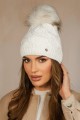 Czapka z pomponem Lamis, kolor ekru, Kamea
