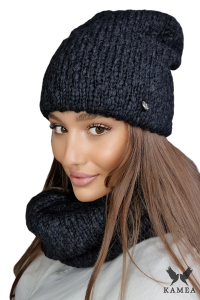 LAMIA wełniana czapka damska na zimę kolor czarny