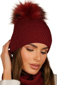Czapka damska RUBBI zimowa kolor borodowy