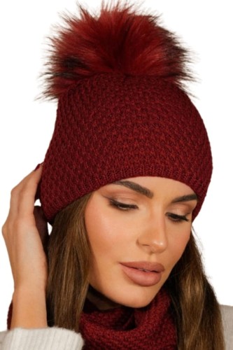 Czapka damska RUBBI zimowa kolor borodowy