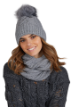 TORINO czapka damska zimowa z pomponem kolor szary