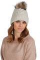 TORINO czapka damska zimowa z pomponem kolor Beżowy
