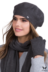 INEZZ – grafitowy beret damski zimowy | Twarzowy i elegancki beret KAMEA