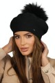 Beret  Z Pomponem Eco Zimowy Wełniany  Kolor  Czarny  Kamea-Fuji